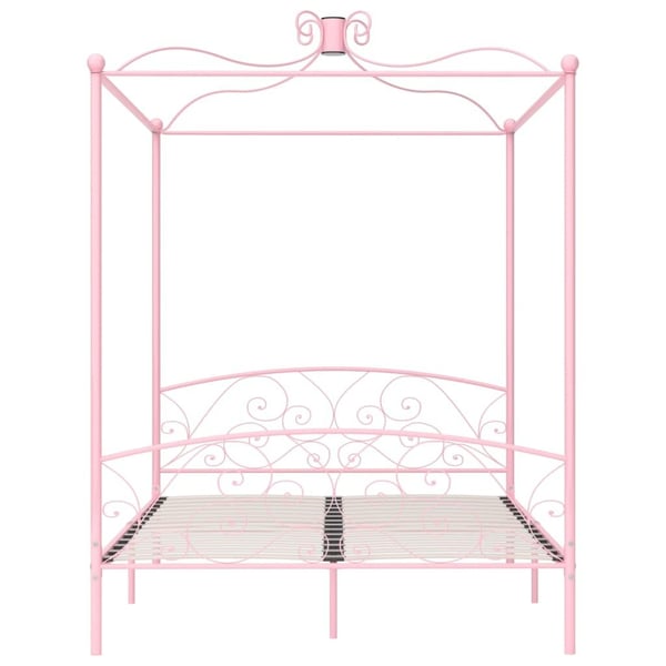 vidaXL Himmelsengeramme rosa metall 160x200 cm change1