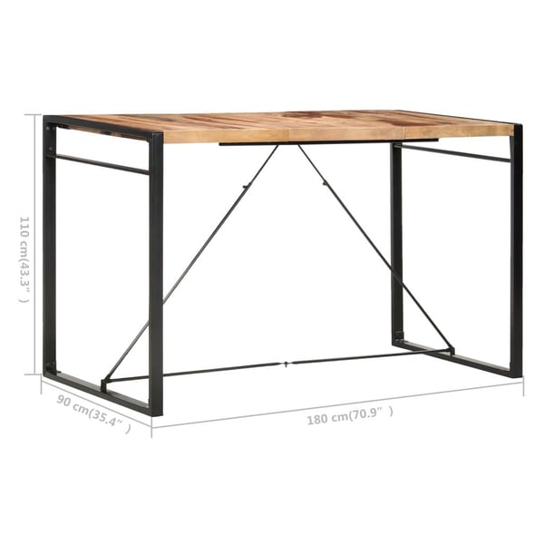vidaXL barbord 180 x 90 x 110 cm massivt sheeshamtræ