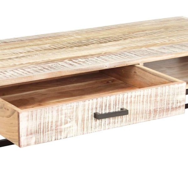 vidaXL Sofabord hvit 117x50x30 cm heltre akasie change2