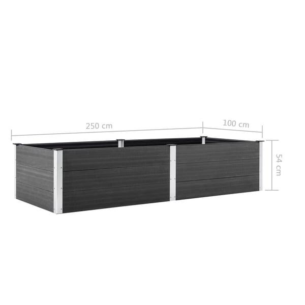 vidaXL hævet plantekasse 250x100x54 cm WPC grå