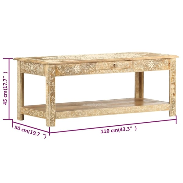 vidaXL Soffbord 110x50x45 cm mandmålat massivt mangoträ