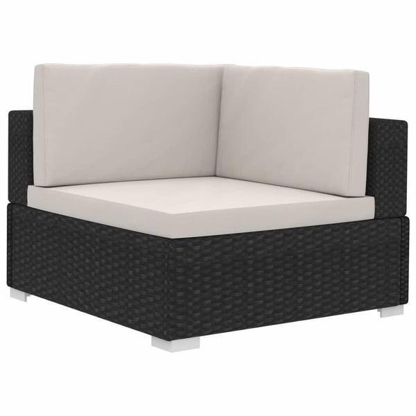 vidaXL hjørnesæde til sofa med hynder 2 stk. polyrattan sort