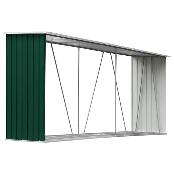 vidaXL brændeskur til haven 330x84x152 cm galvaniseret stål grøn