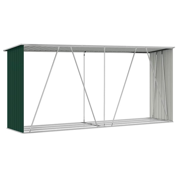 vidaXL brændeskur til haven 330x84x152 cm galvaniseret stål grøn