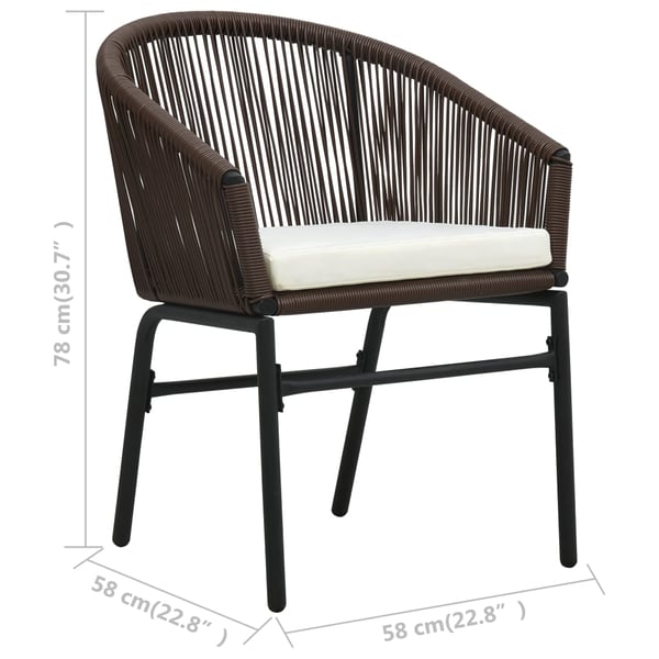 vidaXL Bistrogrupp 3 delar med dynor PVC-rotting brun
