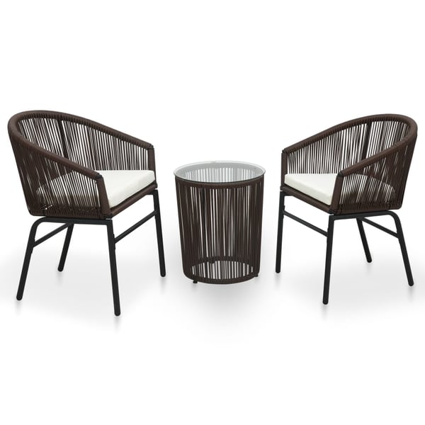 vidaXL Bistrogrupp 3 delar med dynor PVC-rotting brun