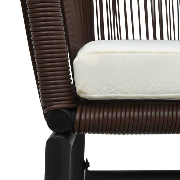 vidaXL Bistrogrupp 3 delar med dynor PVC-rotting brun