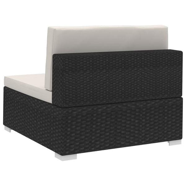 vidaXL havesofasæt 3 dele med hynder polyrattan sort