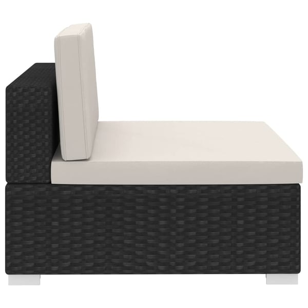 vidaXL havesofasæt 3 dele med hynder polyrattan sort