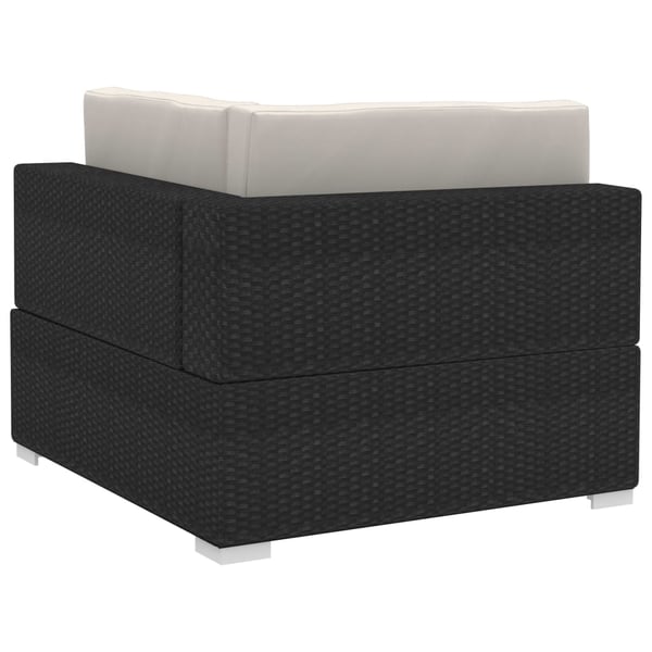 vidaXL havesofasæt 3 dele med hynder polyrattan sort