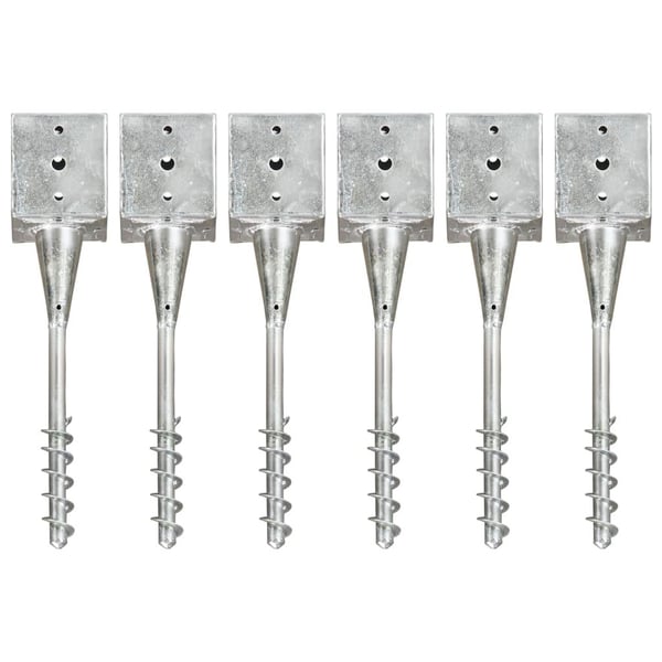 vidaXL jordpløkker 6 stk. 12 x 12 x 56 cm galvaniseret stål sølvfarvet