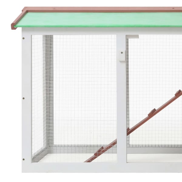 vidaXL Stort utendørs kaninbur brun og hvit 145x45x84 cm tre