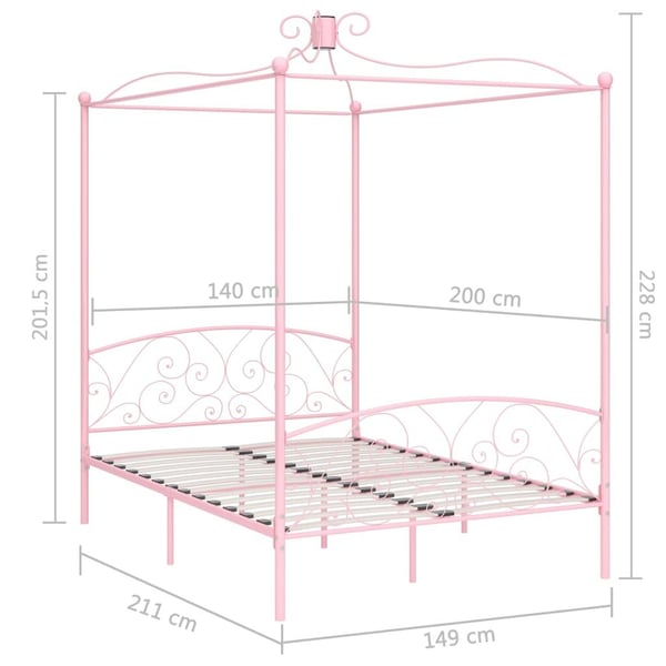 vidaXL Himmelsengeramme rosa metall 140x200 cm change1
