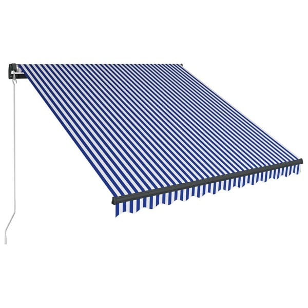 vidaXL Markis manuellt infällbar med LED 350x250 cm blå och vit