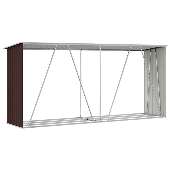 vidaXL brændeskur til haven 330x84x152 cm galvaniseret stål brun