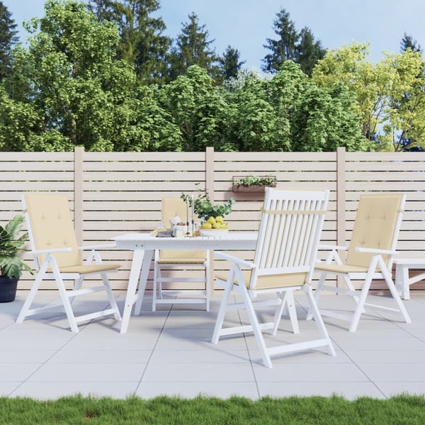 vidaXL stolehynder m. høj ryg 4 stk. 120x50x3 cm stof beige