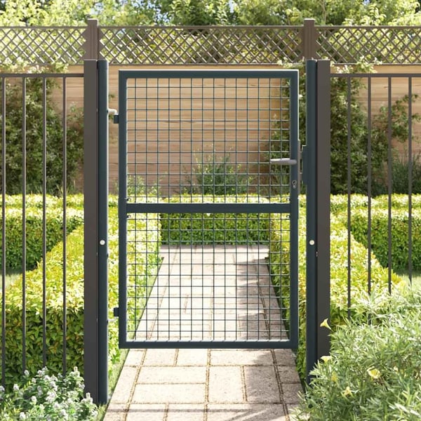 vidaXL Hageport av netting galvanisert stål 100x125 cm grå