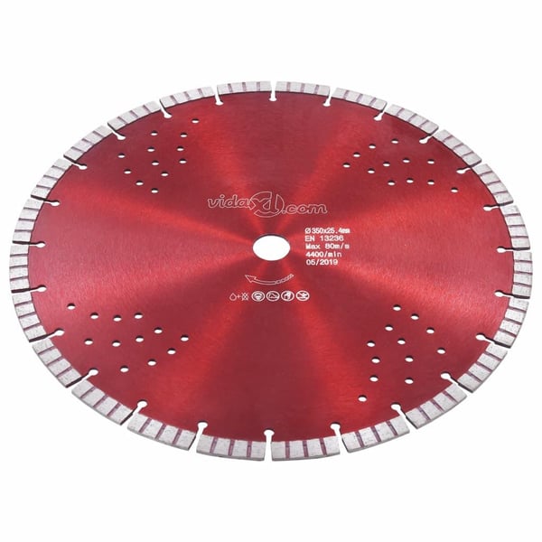 vidaXL Diamantkutteskive med turbo og hull stål 350 mm