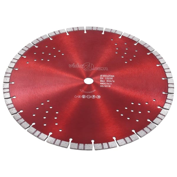 vidaXL Diamantkutteskive med turbo og hull stål 350 mm