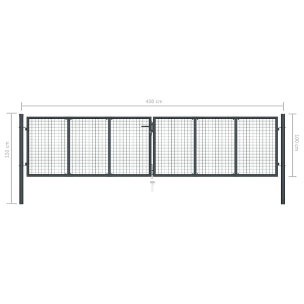 vidaXL havelåge i net galvaniseret stål 400x100 cm grå