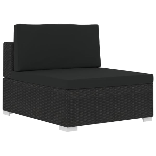 vidaXL havesofasæt 3 dele med hynder polyrattan sort