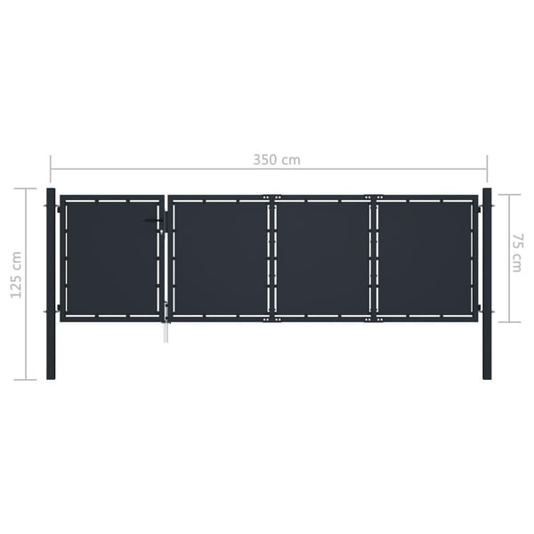 vidaXL Hageport stål 350x75 cm antrasitt