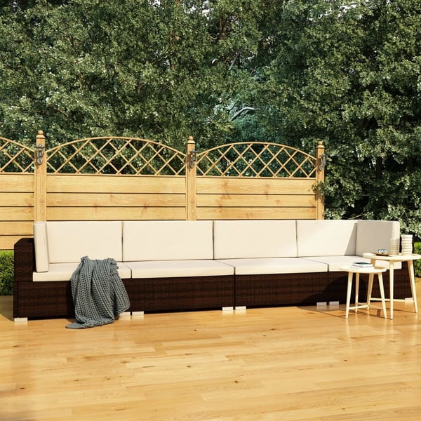 vidaXL haveloungesæt 4 dele med hynder polyrattan brun