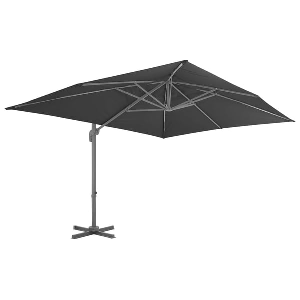 vidaXL hængeparasol med aluminiumsstang 4 x 3 m sort