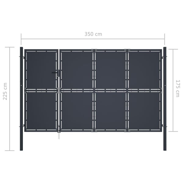 vidaXL Hageport stål 350x175 cm antrasitt