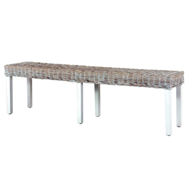 vidaXL Benk 160 cm hvit naturlig kubu-rotting og heltre mango