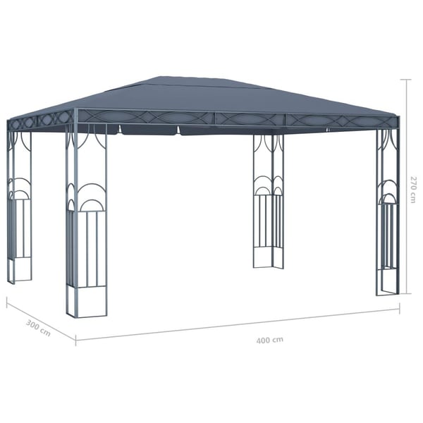 vidaXL pavillon 400 x 300 cm antracitgrå