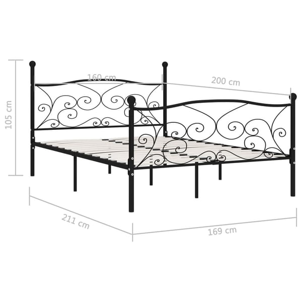 vidaXL Seng/Sengeramme med spilebase svart metall 160x200 cm change1