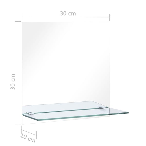 vidaXL Veggspeil med hylle 30x30 cm herdet glass