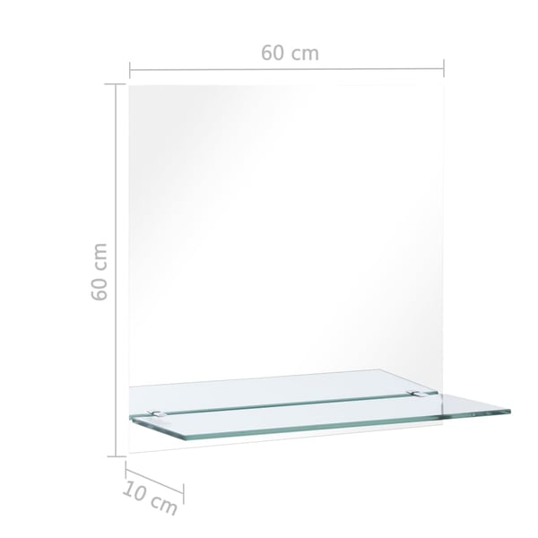 vidaXL Veggspeil med hylle 60x60 cm herdet glass