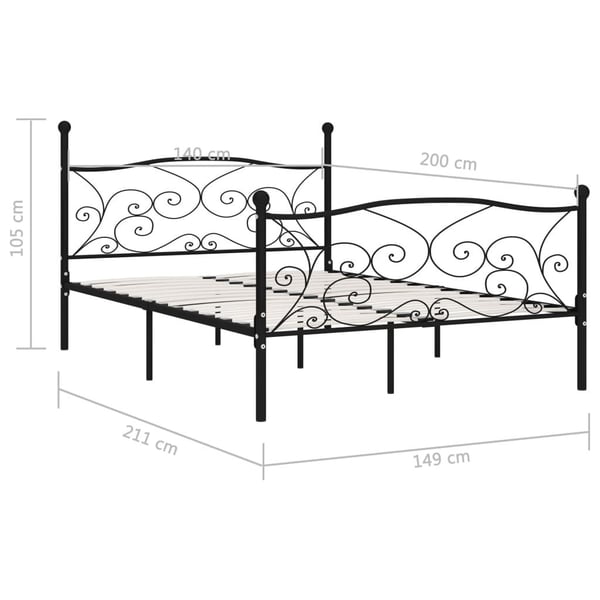 vidaXL Seng/Sengeramme med spilebase svart metall 140x200 cm change1