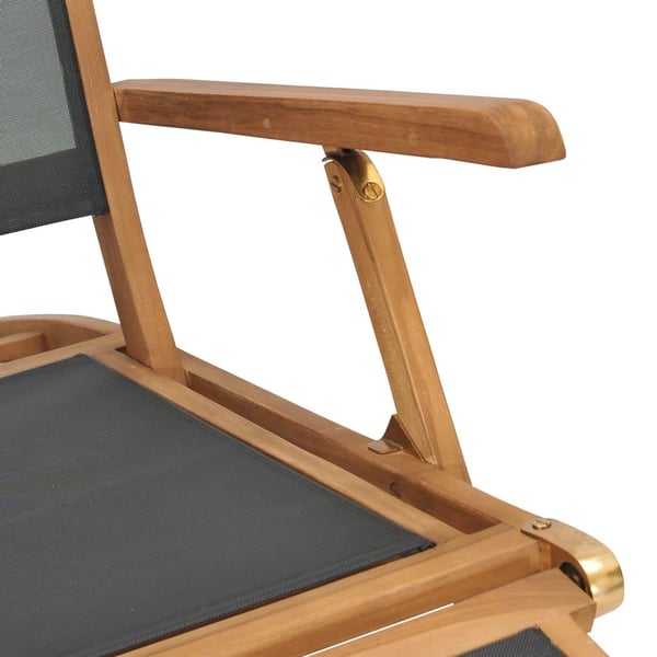 vidaXL Fluktstol med fotstøtte heltre teak svart