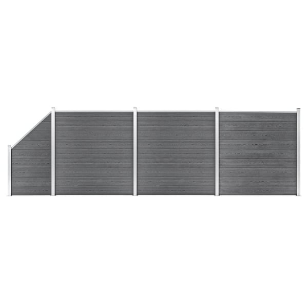 vidaXL Gjerdesett WPC 3 firkantet + 1 slisset 619x186 cm grå