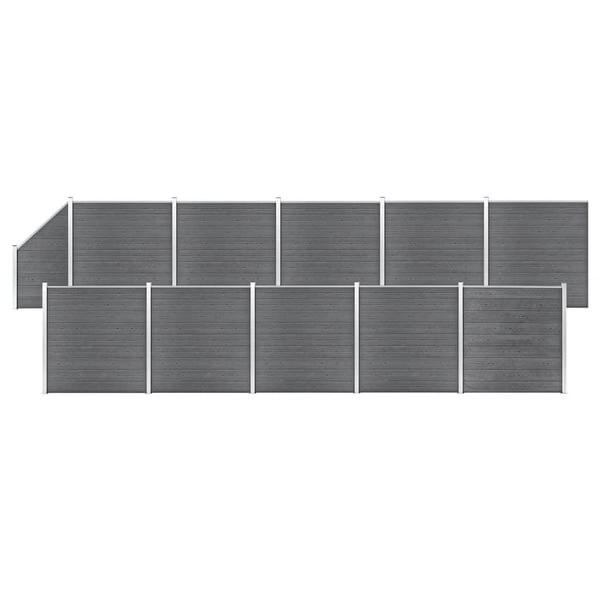 vidaXL Aitasarja 10 paneelia + 1 vinopaneeli WPC 1830x186 cm harmaa