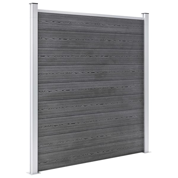 vidaXL Gjerdesett WPC 2 firkantet + 1 slisset 446x186 cm grå
