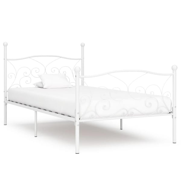 vidaXL Seng/Sengeramme med spilebase hvit metall 90x200 cm change1