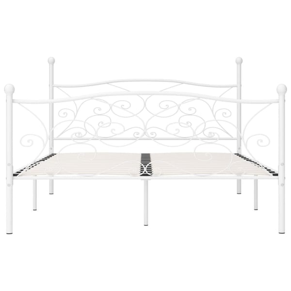 vidaXL sengestel med lamelbund 180 x 200 cm metal hvid change1