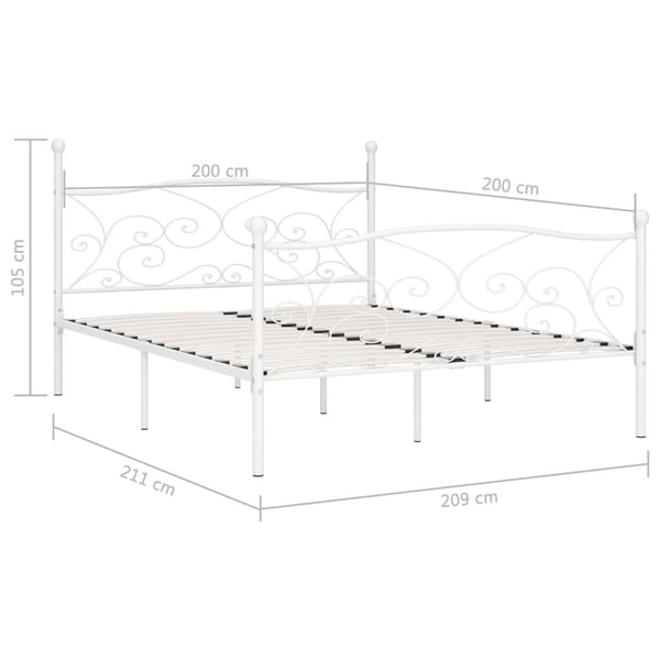 vidaXL Seng/Sengeramme med spilebase hvit metall 200x200 cm change1