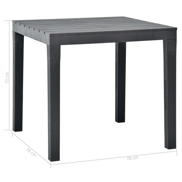 vidaXL Hagebord antrasitt 78x78x72 cm plast