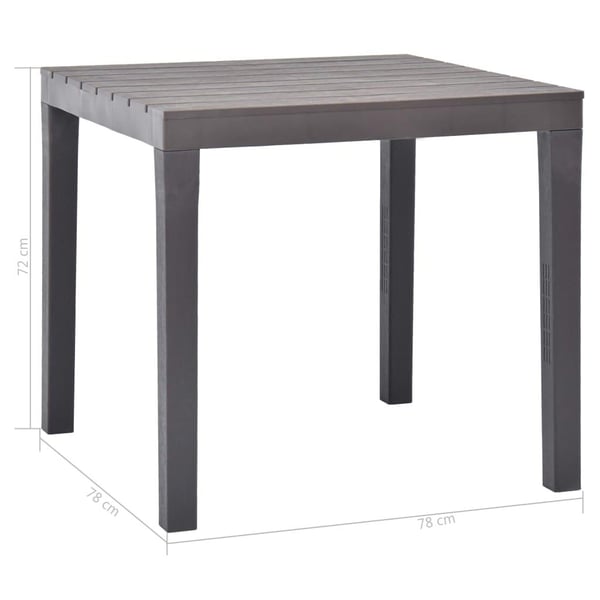 vidaXL Hagebord mocca 78x78x72 cm plast