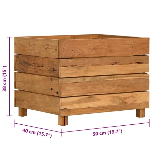 vidaXL Høybed 50x40x38 cm resirkulert teak og stål