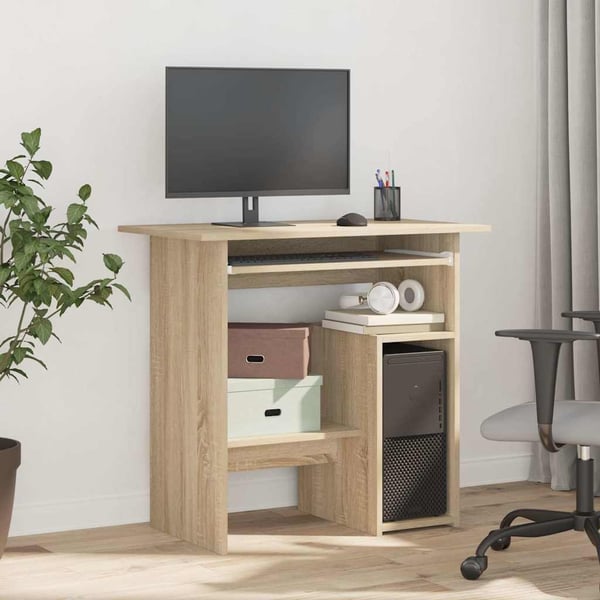 vidaXL Skrivebord sonoma eik 80x45x74 cm konstruert tre