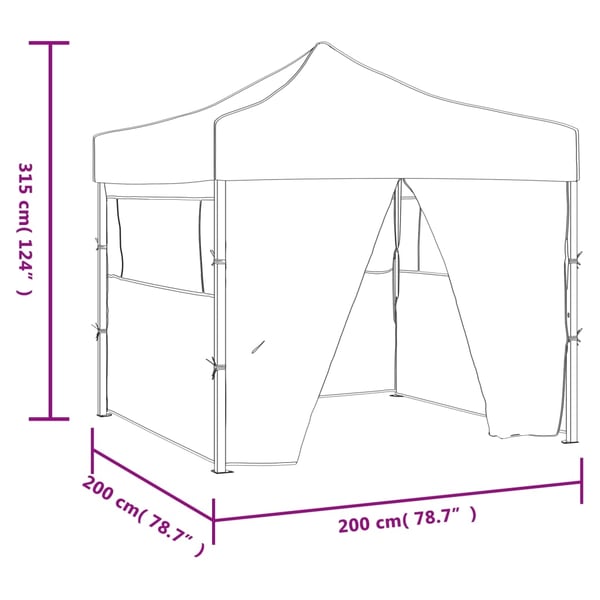 vidaXL foldbart festtelt med 4 sidevægge 2x2 m stål hvid