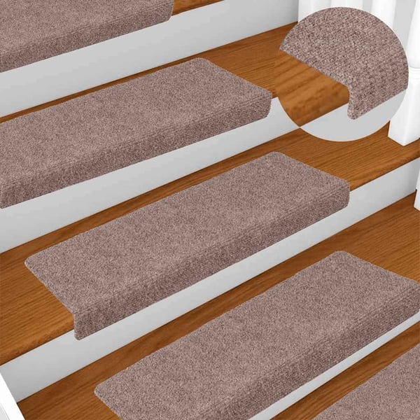 vidaXL Trappematter selvklebende 15 stk 65x21x4 cm lysebrun rektangulær kant