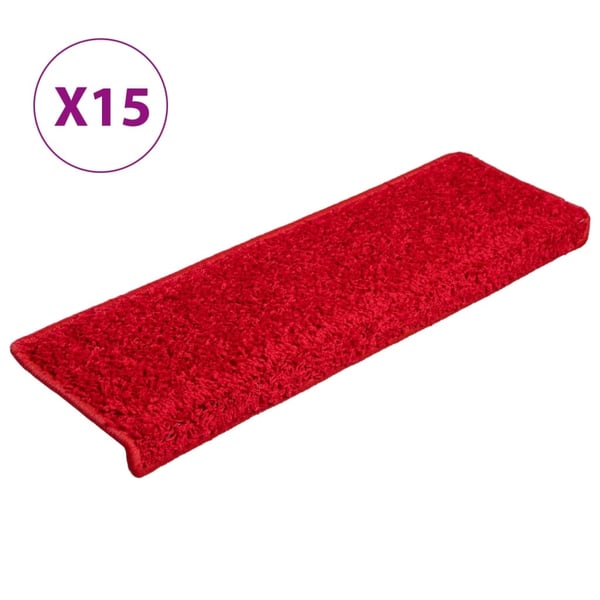 vidaXL Trappematter 15 stk 65x21x4 cm rød rektangulær kant
