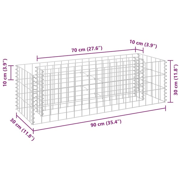 vidaXL Gabion høybed galvanisert stål 90x30x30 cm